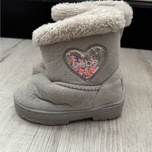 Bebe Soft Gray Fuzzy Baby Booties